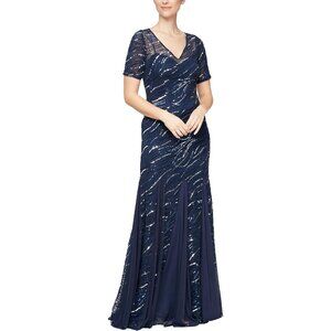 Women's Long Fit and Flare Dress Godet Detail (Petite and Regular)